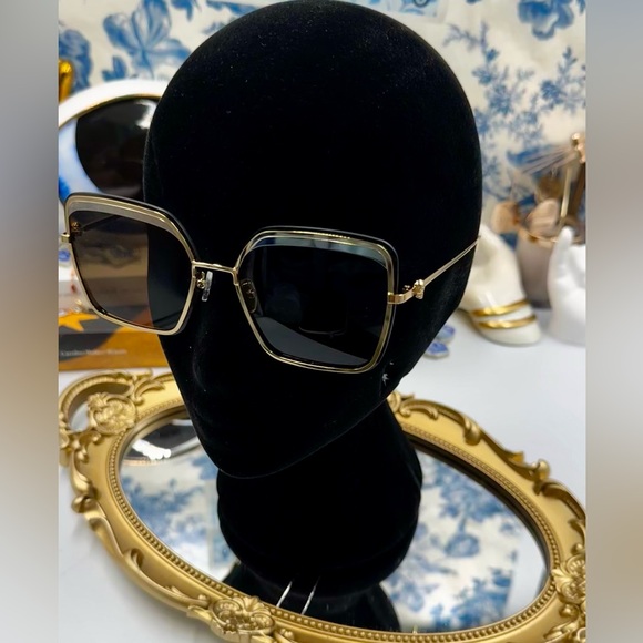 🆕 ALEXANDER MCQUEEN 🧿 NWOT AM0222SK 002 Gold Wire Rim & Silver Metal Sunglass - Picture 9 of 15